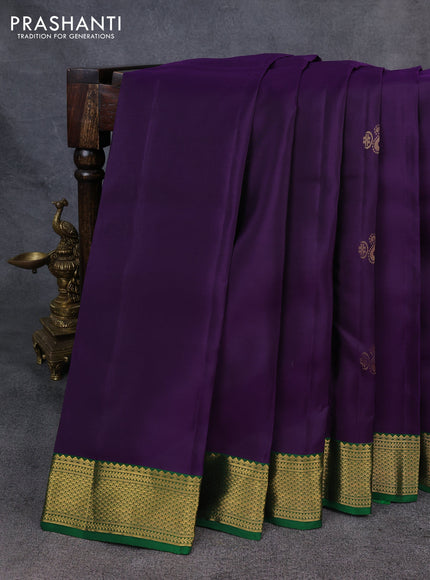 Kanchipuram silk saree violet and green with zari woven buttas and zari woven border