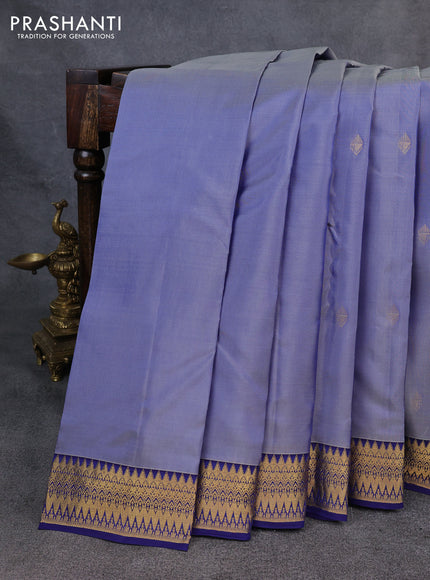 Kanchipuram silk saree pastel blue and blue with zari woven buttas and zari woven border