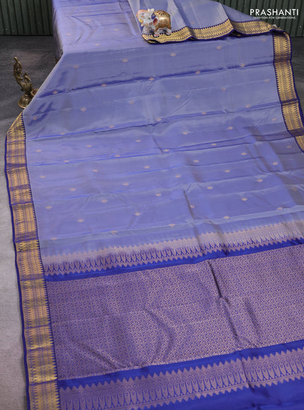 Kanchipuram silk saree pastel blue and blue with zari woven buttas and zari woven border