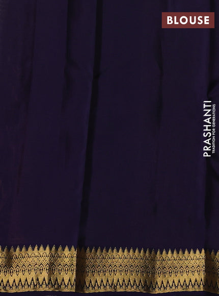 Kanchipuram silk saree deep maroon and navy blue with zari woven buttas and zari woven korvai border