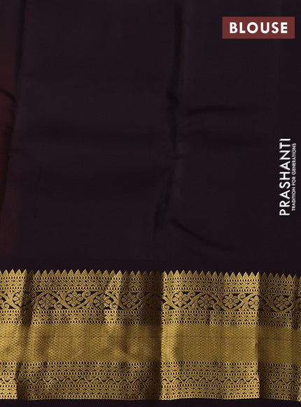 Kanchipuram silk saree orange and deep wine with zari woven buttas and long zari woven korvai border