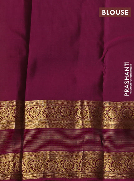 Kanchipuram silk saree sap green and magenta pink with zari woven buttas and long zari woven border
