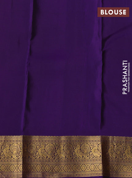 Kanchipuram silk saree maroon and violet with zari woven buttas and zari woven korvai border