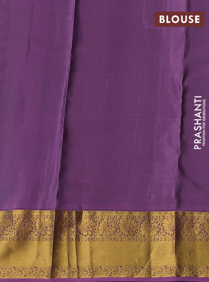 Kanchipuram silk saree peacock green and lavender with zari woven buttas and zari woven border