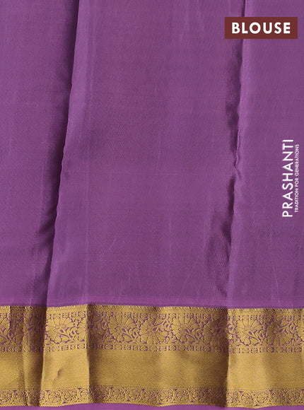 Kanchipuram silk saree teal green and lavender with zari woven buttas and rich zari woven korvai border