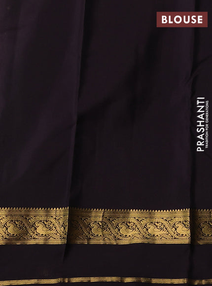 Kanchipuram silk saree green and coffee brown with zari woven buttas and zari woven border