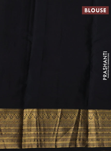 Kanchipuram silk saree bottle green and black with zari woven buttas and zari woven border