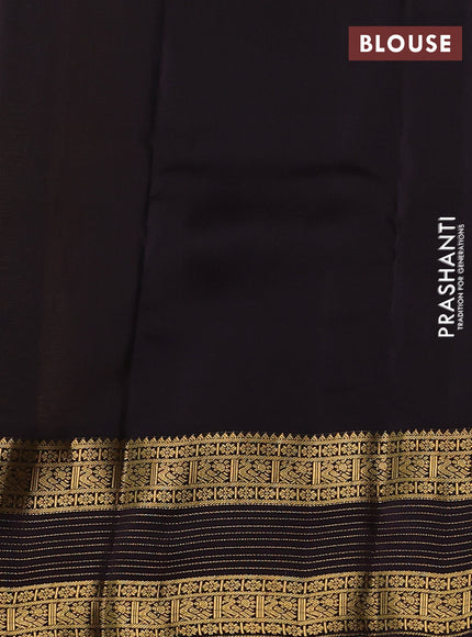 Kanchipuram silk saree yellow and coffee brown with zari woven buttas and long zari woven border