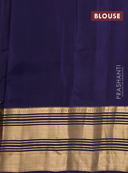 Kanchipuram silk saree mehendi green and navy blue with zari woven buttas and long zari woven border