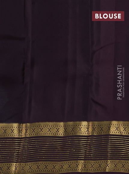 Kanchipuram silk saree peacock green shade and coffee brown with allover zari woven buttas and zari woven korvai border