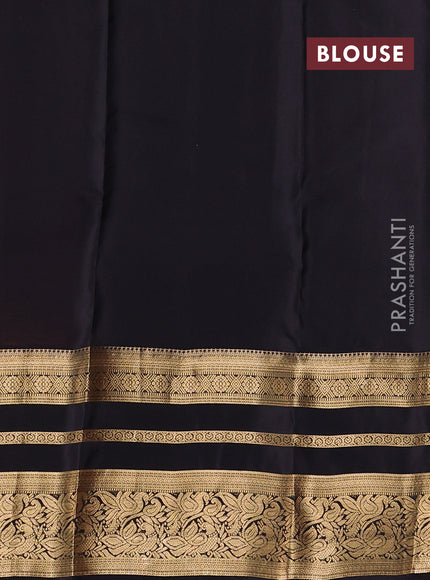 Kanchipuram silk saree rustic orange and black with allover zari woven buttas and long zari woven border