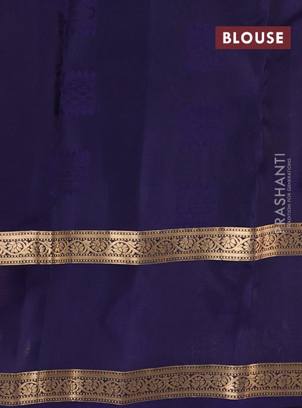 Kanchipuram silk saree wine shade and navy blue with allover zari stripe & buttas and rettapet zari woven border