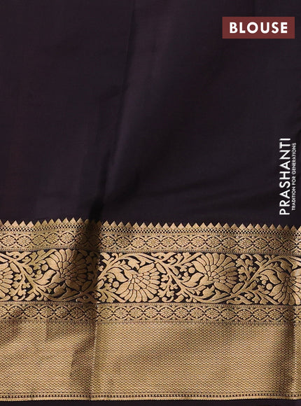 Kanchipuram silk saree wine shade and coffee brown with zari woven buttas and long zari woven border