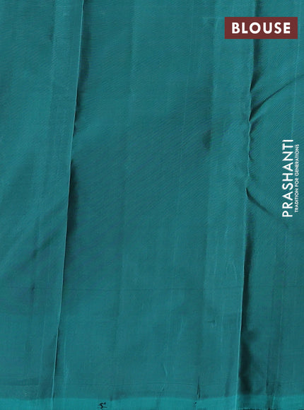 Kanchipuram silk saree wine shade and teal green with allover zari woven buttas and zari woven border