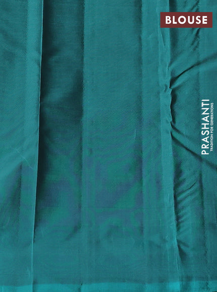 Kanchipuram silk saree jamun shade and teal green with allover zari woven buttas and zari woven butta border