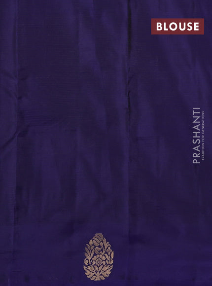 Kanchipuram silk saree maroon and navy blue with plain body and zari woven butta border