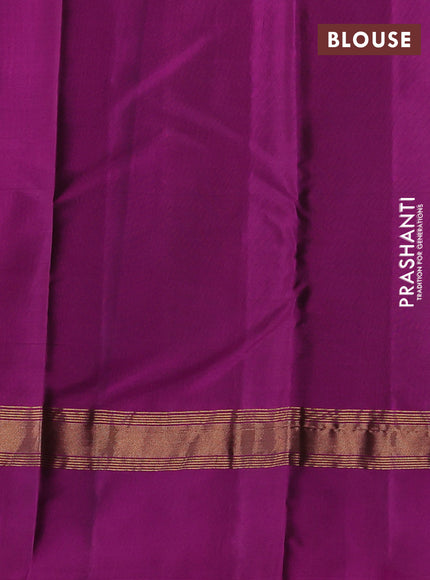 Kanchipuram silk saree bottle green and pink with zari woven buttas and zari woven butta border