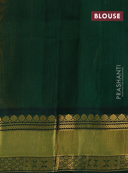 Kuppadam silk cotton saree mango yellow and bottle green with allover zari woven buttas and zari woven korvai border