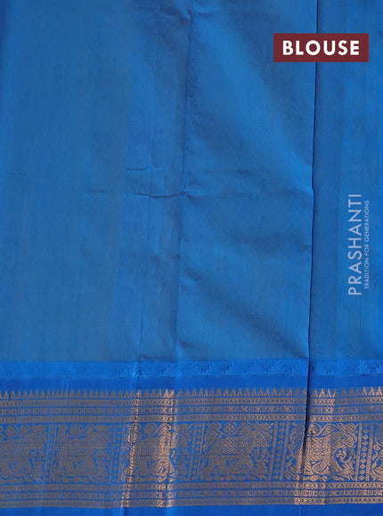 Kuppadam silk cotton saree yellow and cs blue with allover laksha deepam pattern and temple design elepant zari woven border