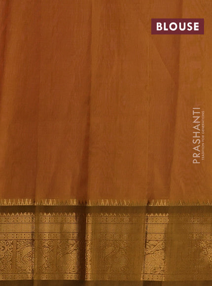 Kuppadam silk cotton saree candy pink and mustard green with allover laksha deepam pattern and temple design elepant zari woven border