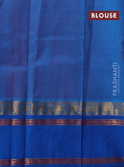 Kuppadam silk cotton saree peach pink and cs blue with allover laksha deepam pattern and temple design zari woven border