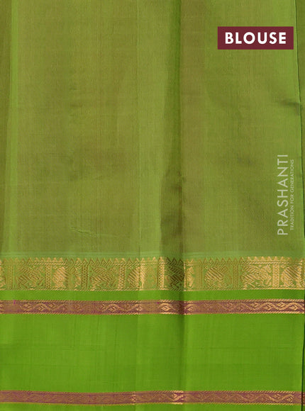 Kuppadam silk cotton saree candy pink and light green with allover zari checked pattern and rettapet zari woven buttta border