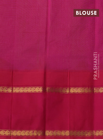 Kuppadam silk cotton saree pista green and pink with allover thread checked pattern and temple design rettapet zari woven butta border