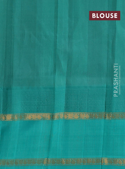 Kuppadam silk cotton saree deep maroon and teal green with allover small zari checked pattern and temple design rettapet zari woven butta border