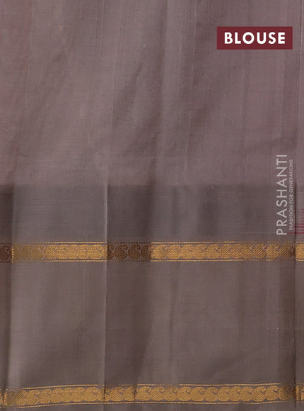 Kuppadam silk cotton saree peach pink and beige with allover small thread checked pattern and temple design rettapet zari woven butta border