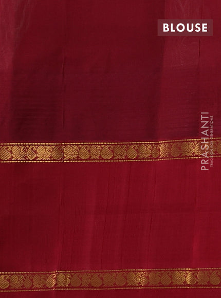 Kuppadam silk cotton saree off white and maroon with allover small zari checked pattern and temple design rettapet zari woven butta border