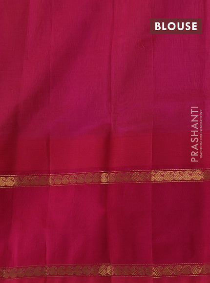 Kuppadam silk cotton saree lime green and pink with allover small zari checked pattern and temple design rettapet zari woven butta border