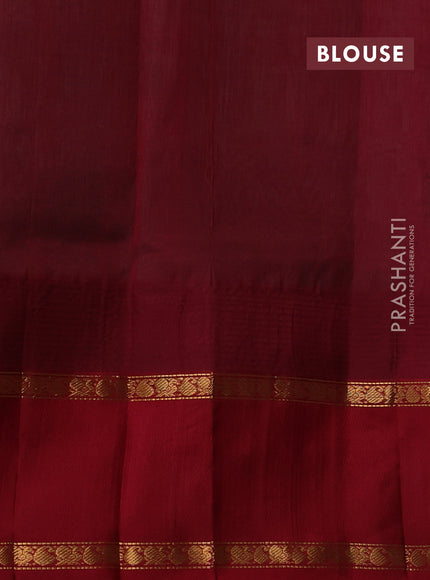Kuppadam silk cotton saree teal green and maroon with allover small zari checked pattern and rettapet zari woven butta border