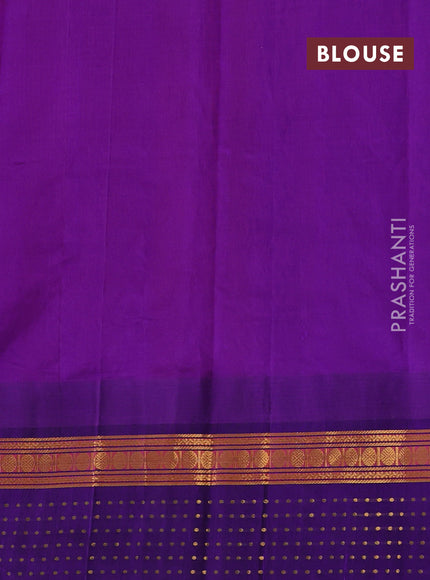 Kuppadam silk cotton saree peach pink and violet with zari woven buttas and temple design zari woven simple border