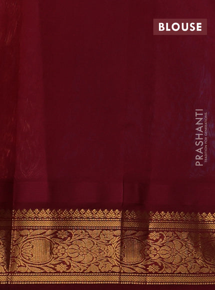 Kuppadam silk cotton saree cs blue and deep maroon with allover vaiarosi pattern & buttas and temple design zari woven border