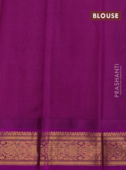 Kuppadam silk cotton saree peach pink and magenta pink with allover vaiarosi pattern & buttas and temple design zari woven border