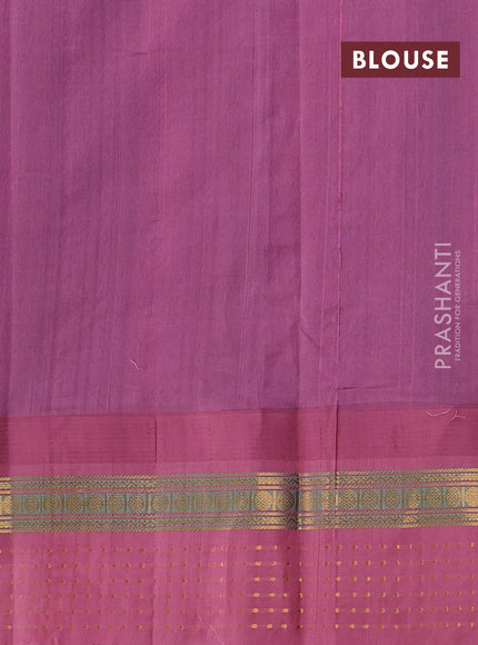 Kuppadam silk cotton saree peacock green and mauve pink with zari woven buttas and temple design zari woven butta border