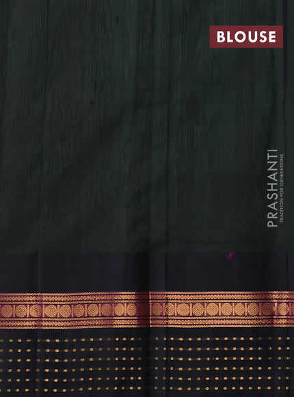 Kuppadam silk cotton saree pista green and black with zari woven buttas and temple design zari woven butta border