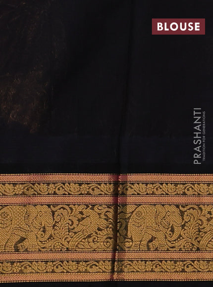 Kuppadam silk cotton saree peach pink and black with allover laksha deepam pattern and temple design zari woven border