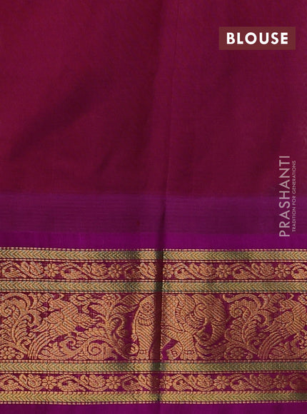 Kuppadam silk cotton saree grey and magenta pink with allover laksha deepam pattern and temple design zari woven border