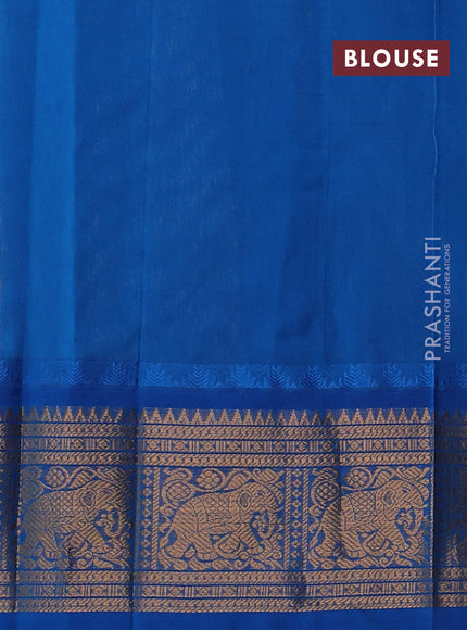 Kuppadam silk cotton saree yellow and cs blue with allover laksha deepam pattern and temple design zari woven border