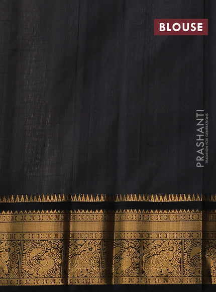 Kuppadam silk cotton saree cream and black with allover laksha deepam pattern and temple design zari woven border