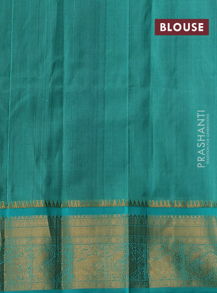 Kuppadam silk cotton saree violet and teal green with allover laksha deepam pattern and temple design zari woven border