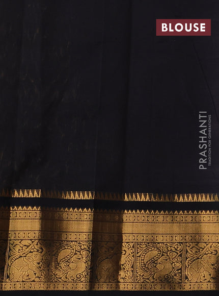 Kuppadam silk cotton saree peach pink and black with allover laksha deepam pattern and temple design zari woven border