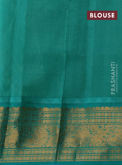 Kuppadam silk cotton saree lime green and teal green with allover zari checked pattern and temple design zari woven border
