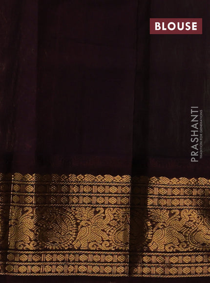 Kuppadam silk cotton saree pista green and coffee brown with allover zari checked pattern and temple design zari woven border