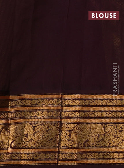 Kuppadam silk cotton saree lime green and coffee brown with allover zari checked pattern and long zari woven korvai border
