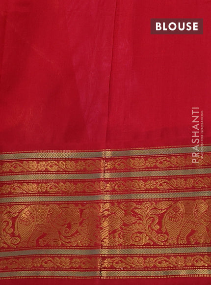 Kuppadam silk cotton saree candy pink and red with allover zari checked pattern and long zari woven korvai border