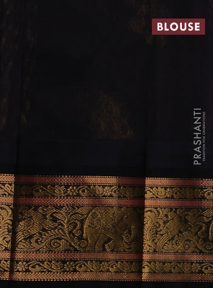 Kuppadam silk cotton saree light pink and black with allover laksha deepam pattern and temple design zari woven border