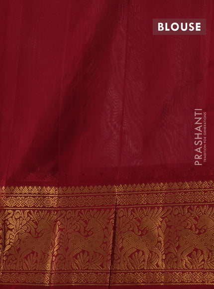 Kuppadam silk cotton saree beige and maroon with allover thread checked pattern and temple design long zari woven border
