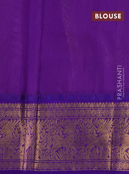 Kuppadam silk cotton saree yellow and royal blue with allover thread checked pattern and temple design zari woven border